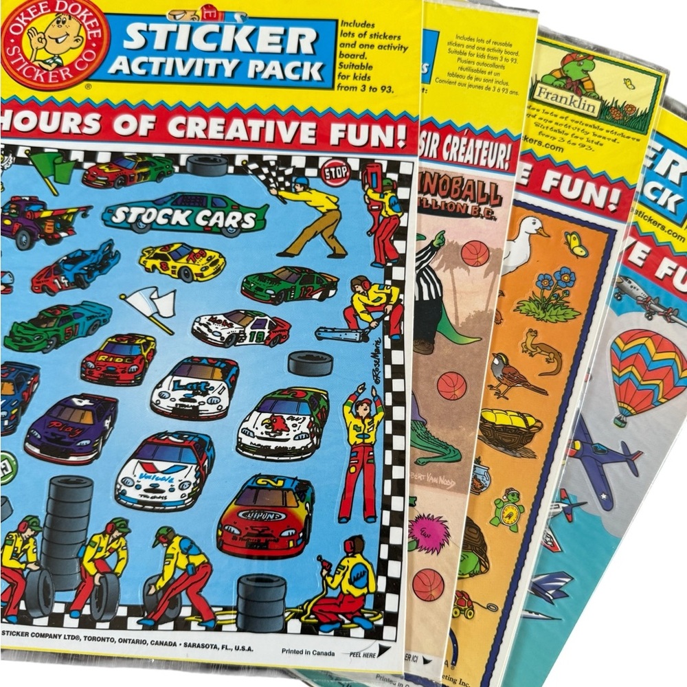 Okee Dokee reusable Sticker Activity Pack - with board on back. 4pk, homeschool